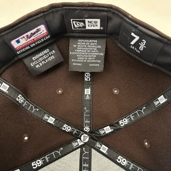 San Diego Padres Hat Cap Fitted Mens 7 3/8 Brown New Era 59Fifty On Field Mens - Picture 4 of 4